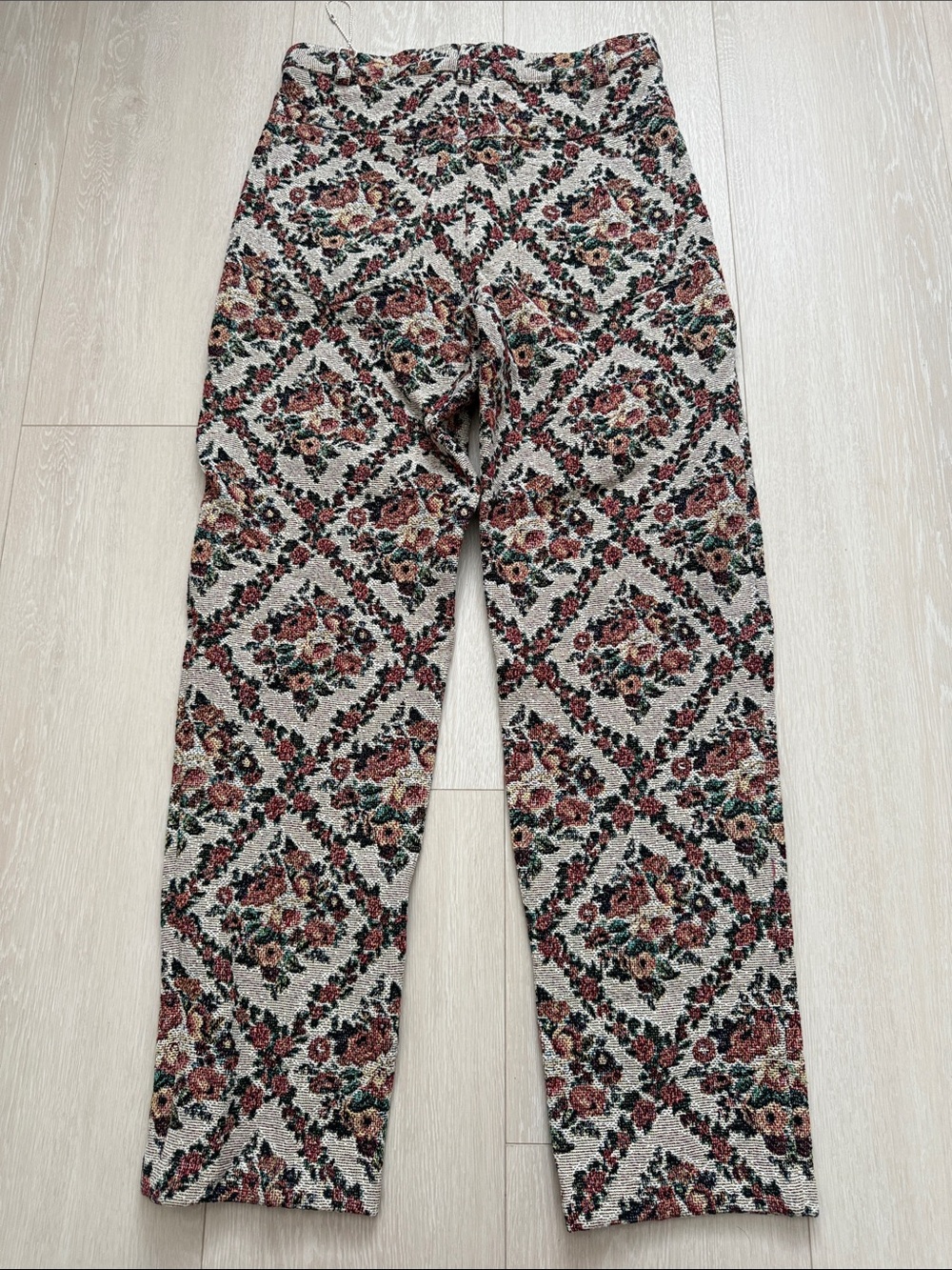 Tanner Fletcher Straight-Leg Floral Tile Print Pants in Cream - Picture 11 of 13